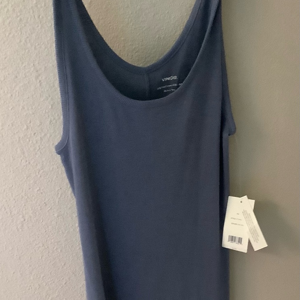 New. Vince Fitted Blue Sleeveless Tank Top
